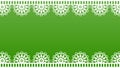 Green background bordered with white lace. Blank background. Vector illustration. Royalty Free Stock Photo